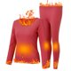 thumbnail image 2 of Gibobby Ropa interior acolchada Regalo de Navidad para mujer, cuello redondo, forro polar, ropa interior térmica, chaleco, tops de invierno, 1 paquete de pantalones y tops（Rojo， XL), 2 of 5