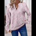 thumbnail image 4 of Blusas de Punto Gofre para Mujer, Camisas de Larga con Cuello en V, Blusas Casuales Elegantes Estilo Henley, Conjuntos de Otoño 2025 Rosa XL, 4 of 6