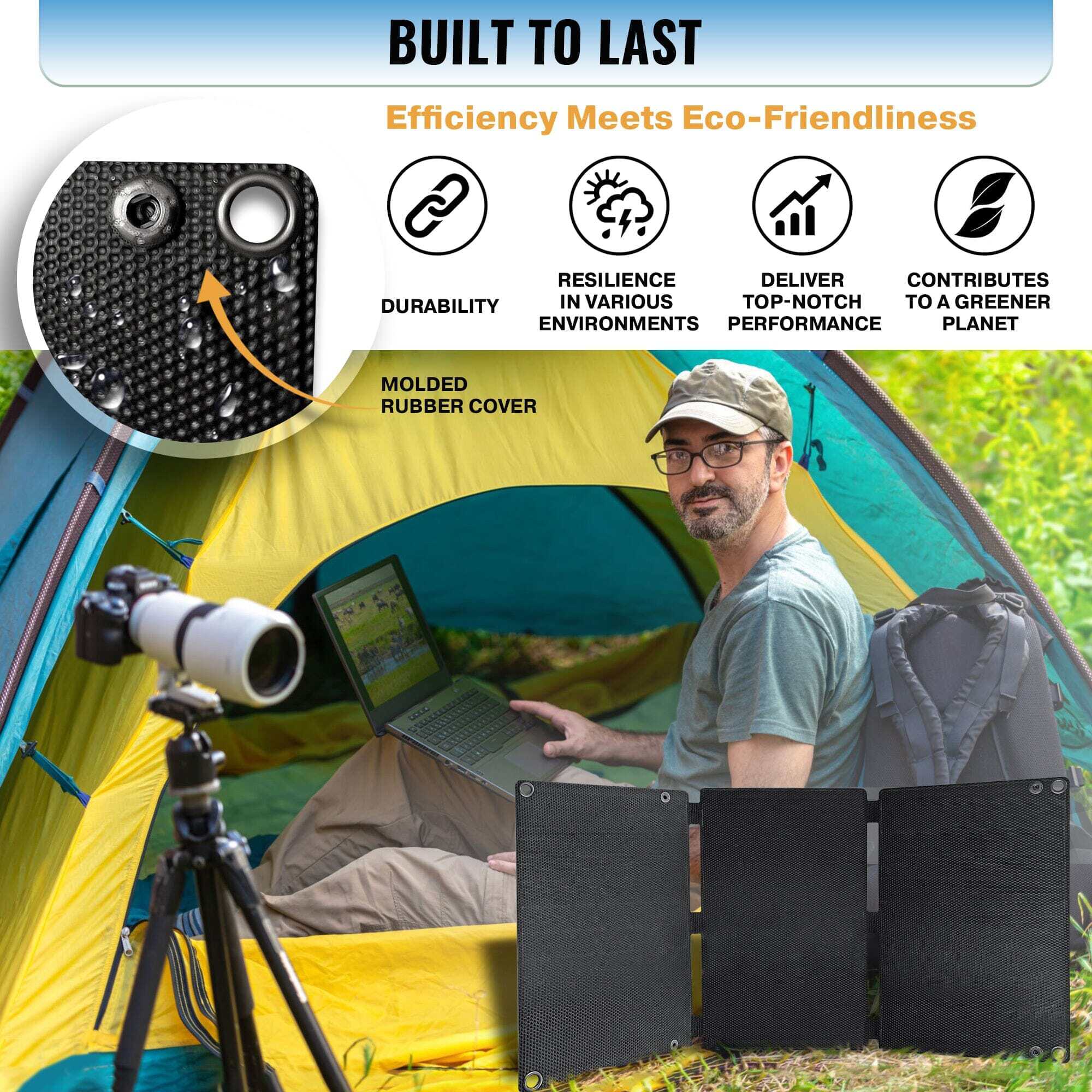 Solar Power Lifestyle 25W Solar Panel for Camping, Hiking, Outdoor Adventures, & Emergency Prep