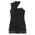 thumbnail image 6 of Alvivi Women's Sequin Latin Dance Dress Sleeveless Fringe Hem Jazz Ballroom Samba Salsa Leotard Black M, 6 of 7