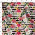 thumbnail image 3 of Soimoi Tissu Satin Modal Rose Rayé & Roses Grandiflora Imprimé Floral 1 Yard 42 Pouces de Large, 3 of 4