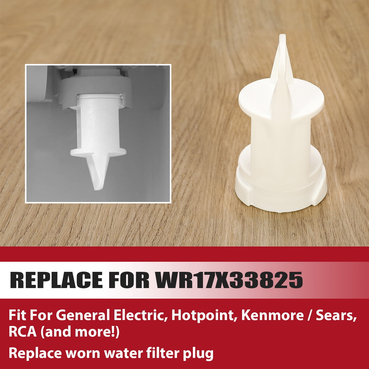 KOJEM GE Frigidaire Water Filter Bypass Plug for WR17X33825 Fit for General Electric/ Hotpoint/ Kenmore/ Sears, RCA (and more) Refrigerator Filter Bypass Plug