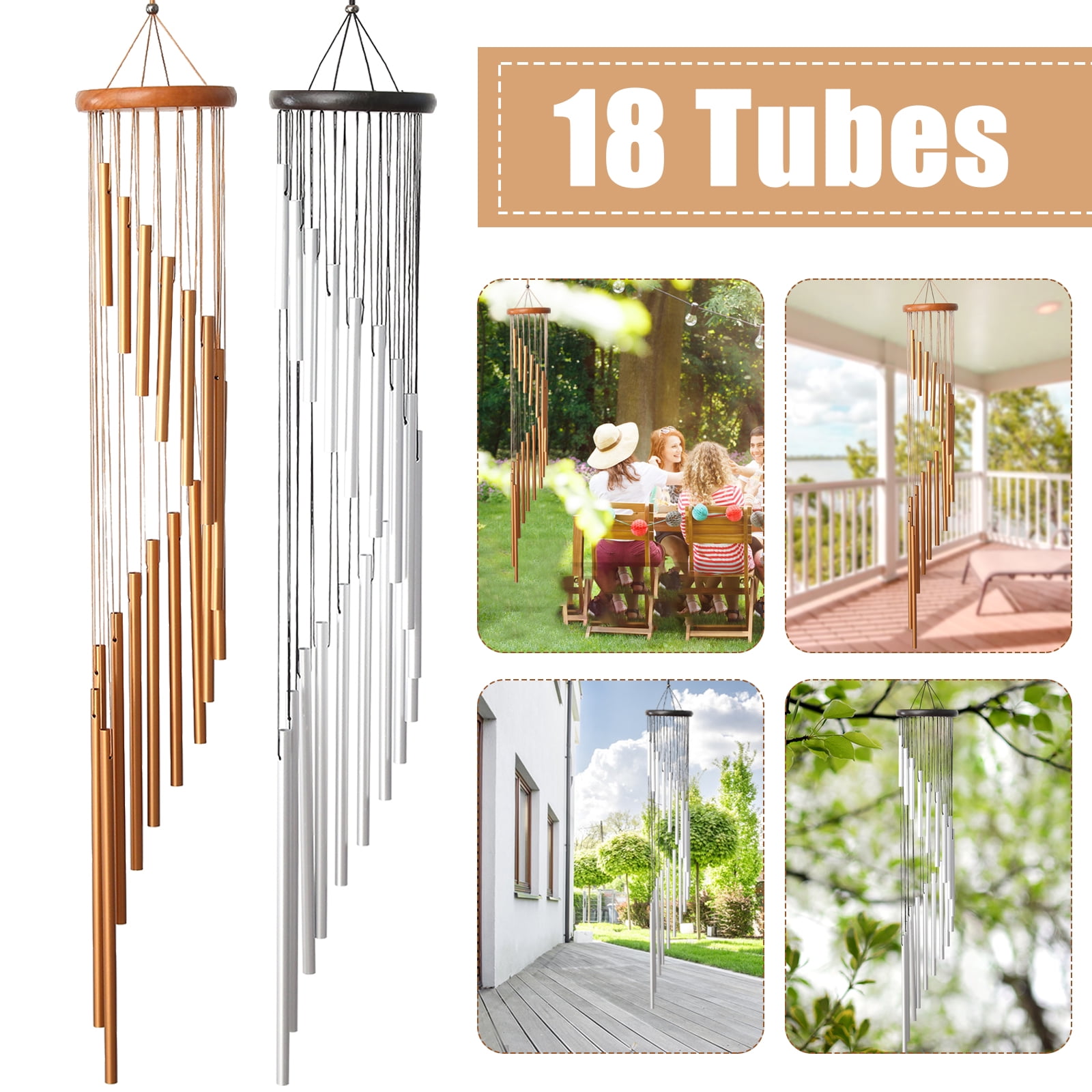 TSV Outdoor Memorial 36Inch Wind Chimes with 18 Tubes, Durable Aluminum Alloy Wind Chime with