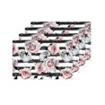 thumbnail image 4 of MKHERT Pink Roses Flower White and Black Stripes Placemats Table Mats for Dining Room Kitchen Table Decoration 12x18 inch,Set of 4, 4 of 4