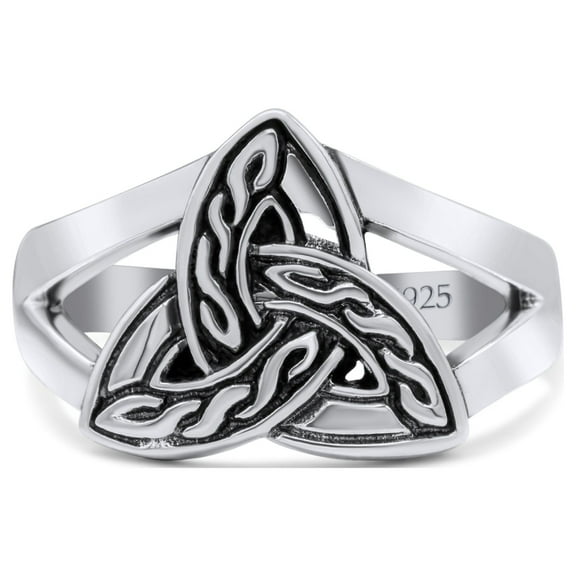 New Design Triskele Trinity Knot Celtic Oxidized Thumb Ring Band Ring 925 Sterling Silver Size 5