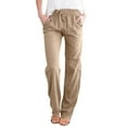 thumbnail image 1 of asddcavvf Pants for Women Loose Drawstring Button Casual Wide Leg Long Pants for Women Solid Color L, 1 of 4