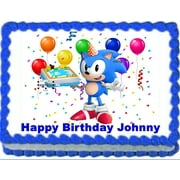 Angle View: Sonic Happy Birthday Image Image Edible Cake Topper Frosting Sheet