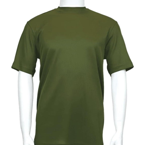 Men Dressy T-Shirt Log-In Uomo Soft Crew Neck Silky Short Sleeves 218 olive