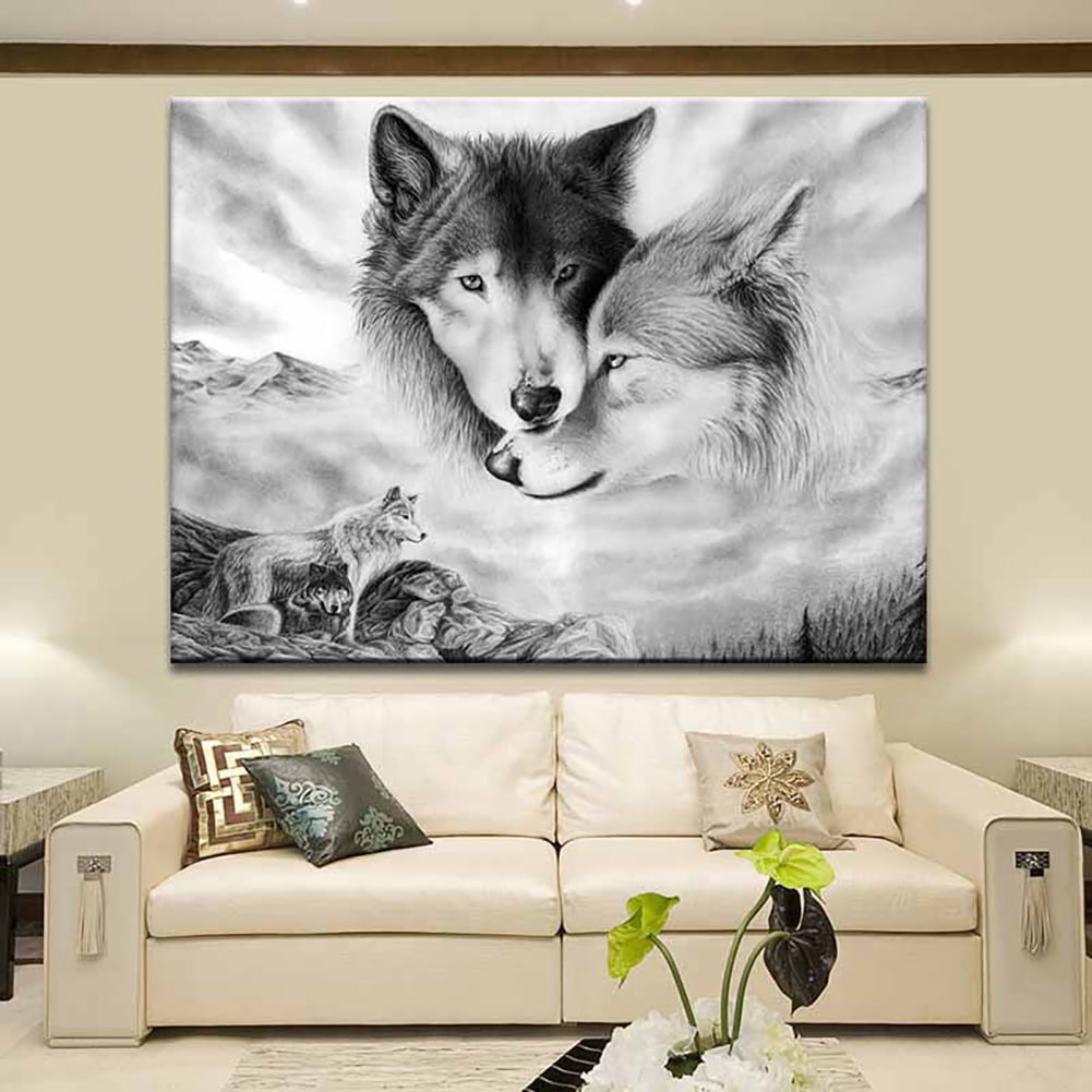 MODERN ABSTRACT WALL DECOR ART PAINTING ON CANVAS "no frame" The Wolves L 