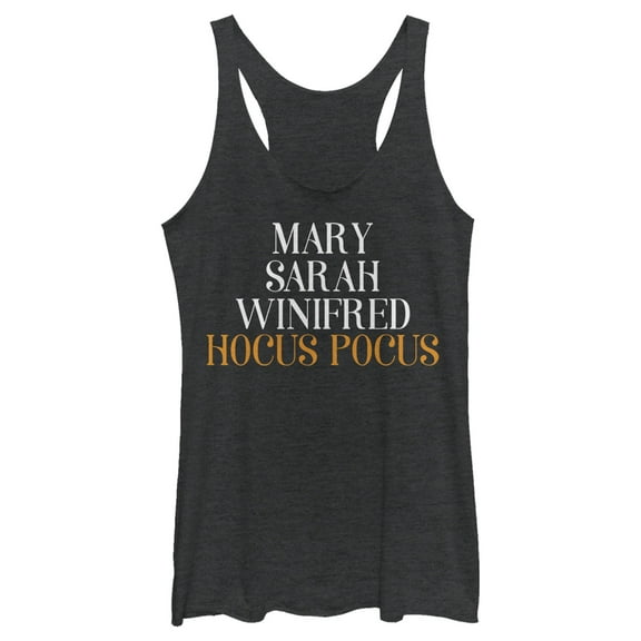 Women's Disney Hocus Pocus Sanderson Sister Names  Racerback Tank Top Black Heather Small