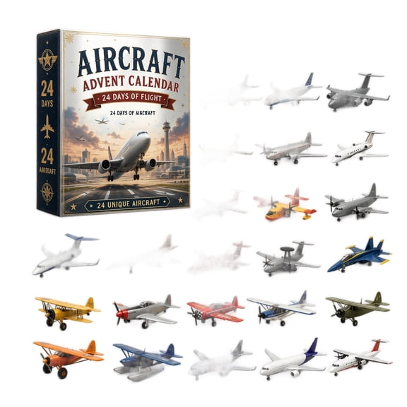 Aircraft Advent Calendar 2026, 24‑Day Christmas Countdown Box Filled with Diverse Mini Plane Toys, 24 Days of Flight Surprise Collectible Gift Kit