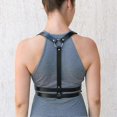 thumbnail image 2 of Women Girls Punk Waist Harness Jewelry Body Chest Harness Body Chain Goth Black Caged Bra PU Leather Waistband for Rave Festival, 2 of 5