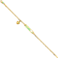 thumbnail image 2 of 14K Solid Yellow Gold Heart Dangling Anchor Mariner Link Name Bar Identification ID Bracelet, 2 of 3