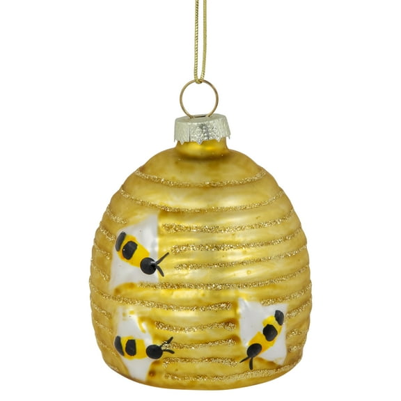 Northlight 2.75" Glittered Beehive Glass Christmas Ornament