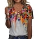 thumbnail image 5 of Mujeres blusa botón V Masajeadores de cuello manga corta hombro frío con estilo casual señora Top para el verano, 5 of 6