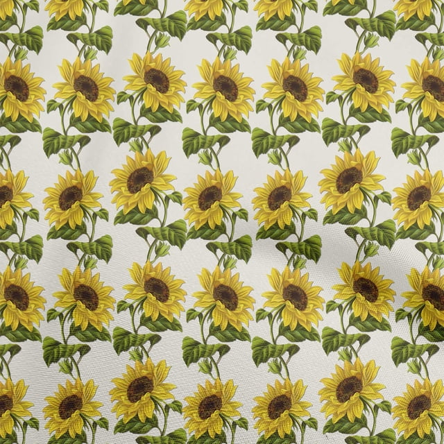 oneOone Polyester Spandex Yellow Fabric Floral Sewing Craft Projects Fabric Prints By Yard 56 Inch Wide