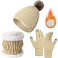 thumbnail image 2 of HNMKIU Womens Winter Hat Scarf Glove Set Lined Knit Warm Long Scarf 3 Piece Set for Cold Weather,One Size, 2 of 6