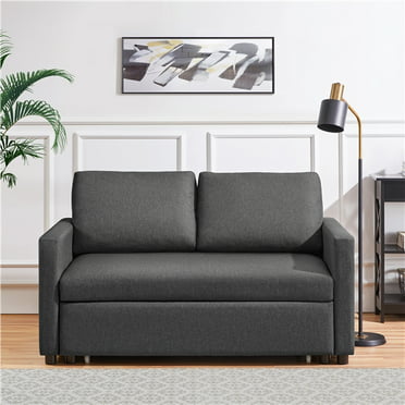 Topeakmart Convertible Sofa Bed Sleeper Sofa Trundle Loveseat with Pull ...