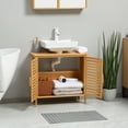 Kleankin Bamboo Under Sink Cabinet With 2 Slatted Doors, Freestanding