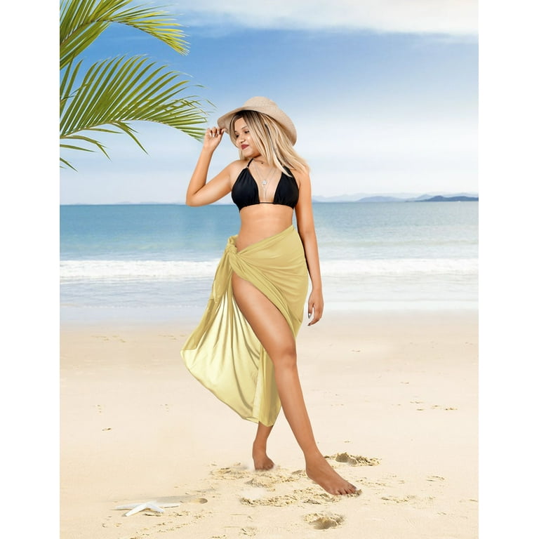 HAPPY BAY Women's Bikini Wraps Beach Wrap Cover up Sarong Skirt Bathing  suit Swimsuit Cover Ups for Swimwear Women Medium-Large Cream, Solid 