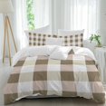 thumbnail image 2 of Brown Plaid Bedding 3 Piece Duvet Cover Set Twin Size, Spring Summer Farmhouse Buffalo Checkered Soft Microfiber Comforter Cover with Zipper Closure & Pillowcases, Wrinkle & FadeResistant Quilt Cover, 2 of 9