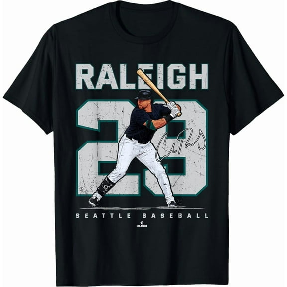 Hot Trending Tee With Number And Portrait Cal Raleigh Seattle Baseball Mlbpa T-Shirt