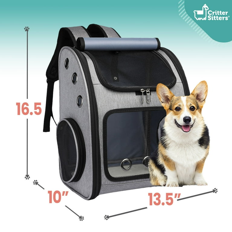 Critter Sitters Grey Pet Carrier Backpack Small Dogs Cats