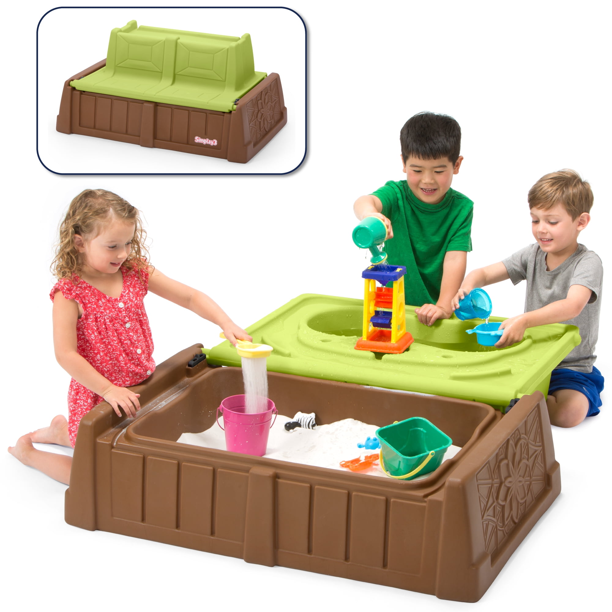 Simplay3 Sand and Water Bench, 2 in 1 Combination Play Table and Children's Storage Bench