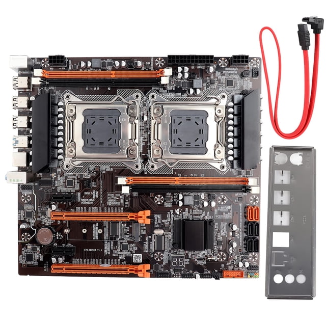 Desktop Motherboard,Built-in Rear 2 x USB3.0/Gigabit LAN Card X79,DDR3 Four-channel Memory,with SATA Cable(Dual Socket)