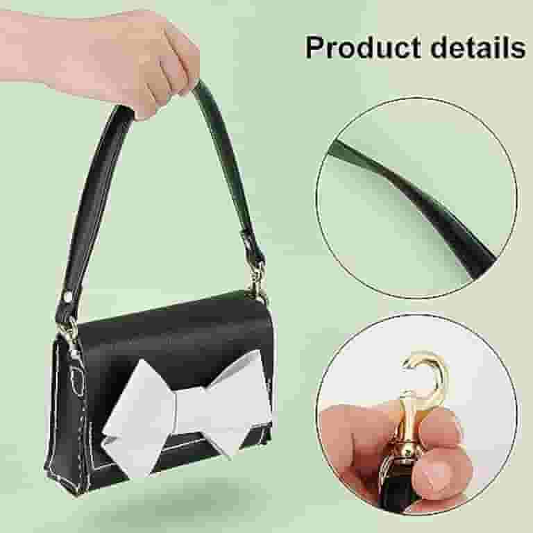 Uxcell 2Pcs Leather Purse Straps - 20 Inch Replacement Handbag Straps With Ear-Shaped Ends, Black