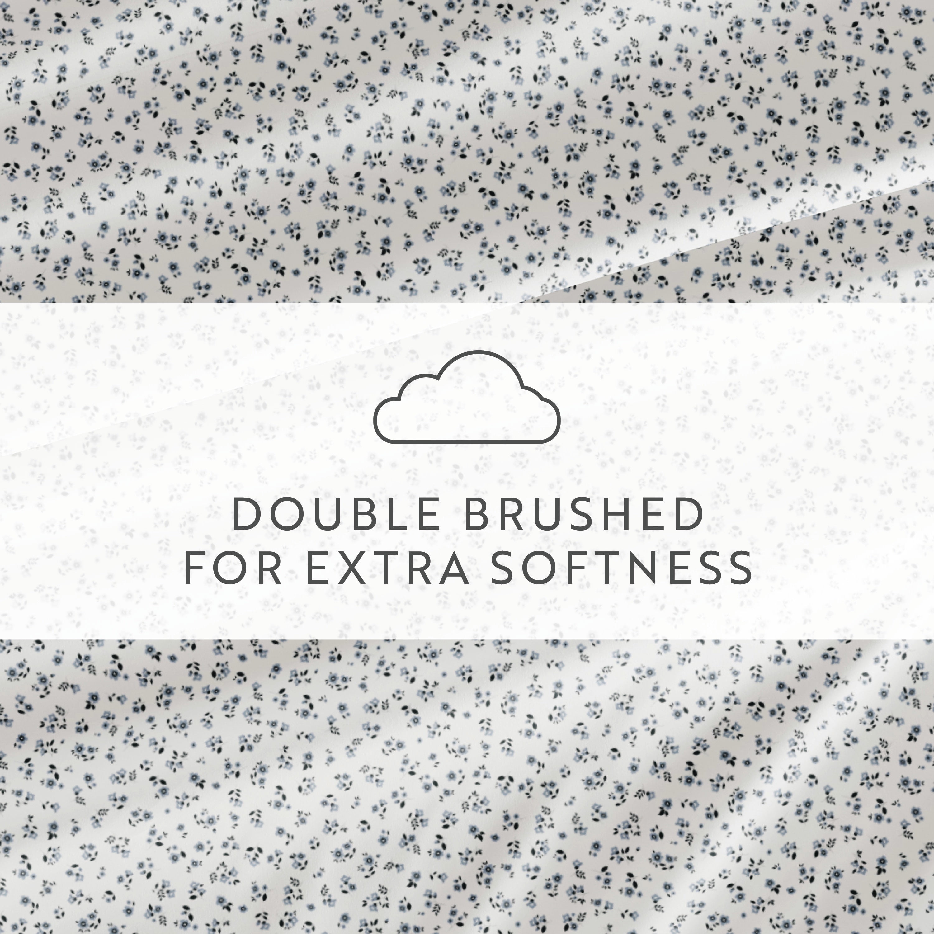 Noble Linens 4 Piece Pattern Microfiber Bed Sheets Set, Ditsy Blossom Light Blue, Full