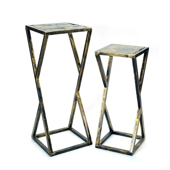 Ore International 31.2", 25.25" in GREY STONE SLAB BLACK/GOLD PLANT STAND