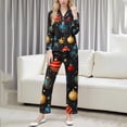 thumbnail image 1 of Conjunto de blusa y pantalón de manga larga con estampado de botones y cuello vuelto para mujer, blusa y pantalón de poliéster para mujer, 1 of 9