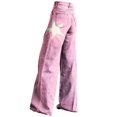 thumbnail image 7 of Women's Casual Pants Wide Leg Pants Women'S High Waisted Flower Patterned Pants Lightweight And Loose Casual Colorful Pants Heavyweight Pants,Pink Women's Casual Pants L, 7 of 7