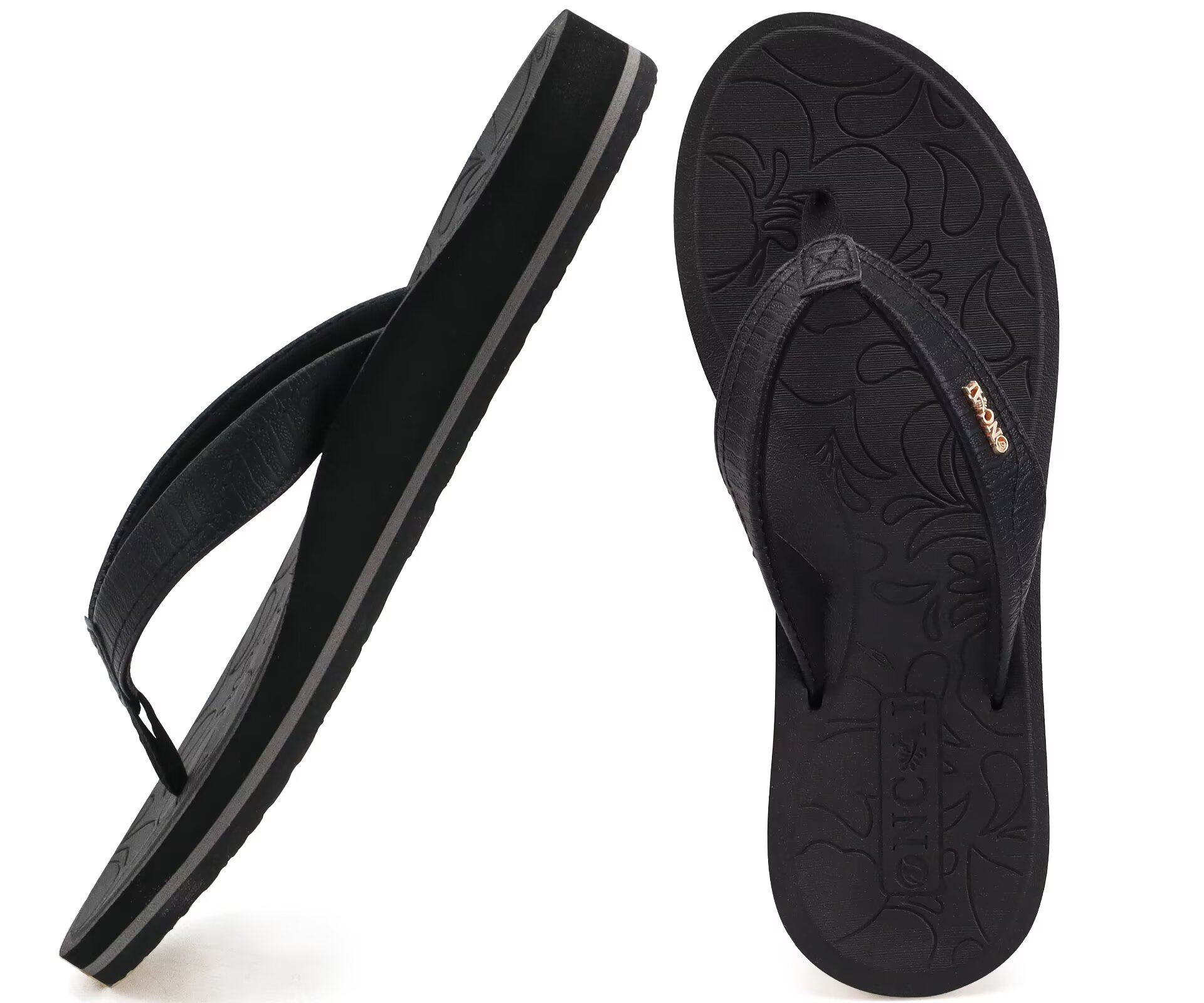 ONCAI Women's Arch Support Flip Flops Black photo 1