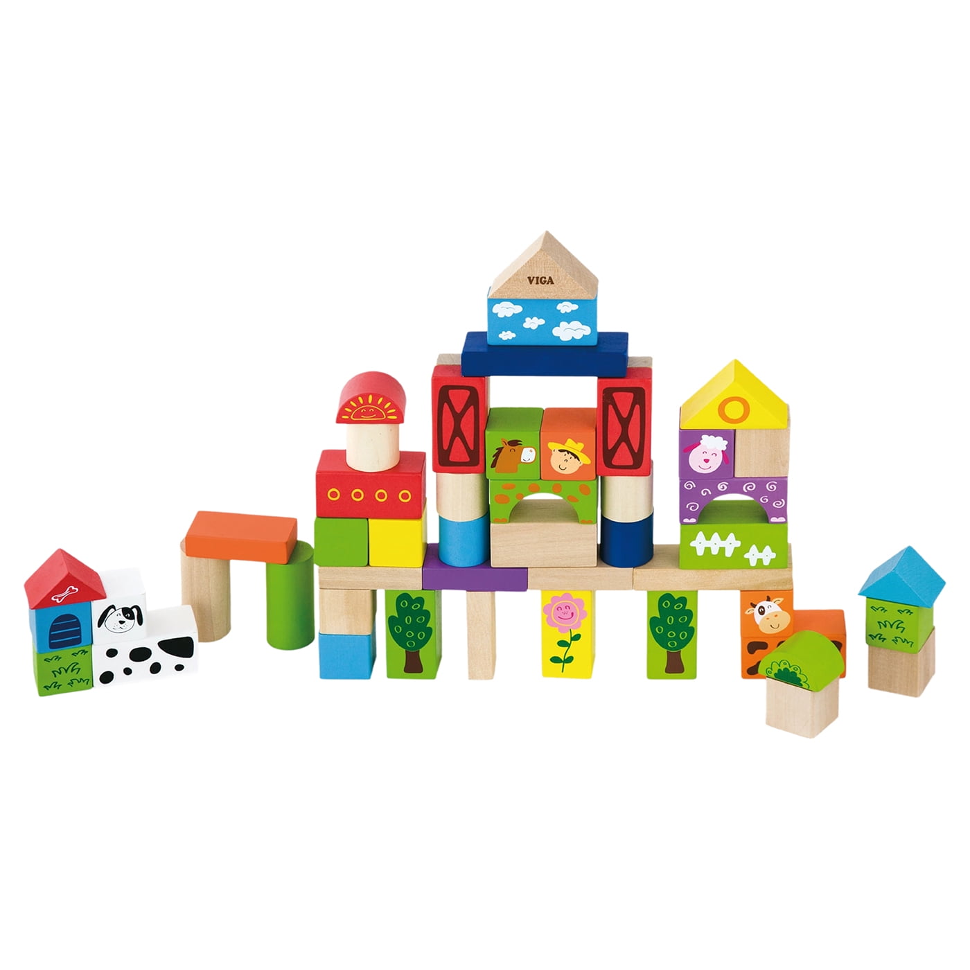 The Original Toy Company Wooden Blocks, Farm Designs