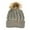Adult Gray, variant on Wrapables® Cable Knit Faux Fur Pom Pom Beanie, Adult Charcoal Gray