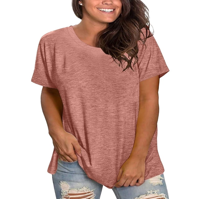 T-Shirt à Manches Courtes pour Femmes Seductiva Articles en Liquidation Grande Taille Col Rond T-Shirt à Manches Courtes pour Femmes; T-Shirt Estival Ample Haut Décontracté.