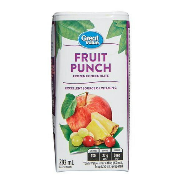 Great Value Fruit Punch Frozen Concentrate, 283 mL