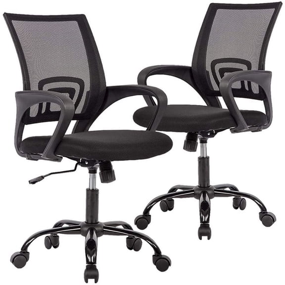 BestOffice Ergonomic Office Chair, Lumbar Support, Adjustable Height with Armrests, 2 Pack,(Black)