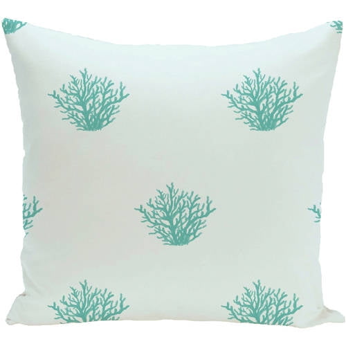 Simply Daisy 16" x 16" Coral Corral Coastal Print Outdoor Pillow