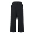 thumbnail image 3 of Dpytoraw Linen Pants Women High Waisted Flare Wide Leg Capri Work Pants Business Casual Ankle Pants With Pockets Lightweight Casual Pants Women Black L, 3 of 5