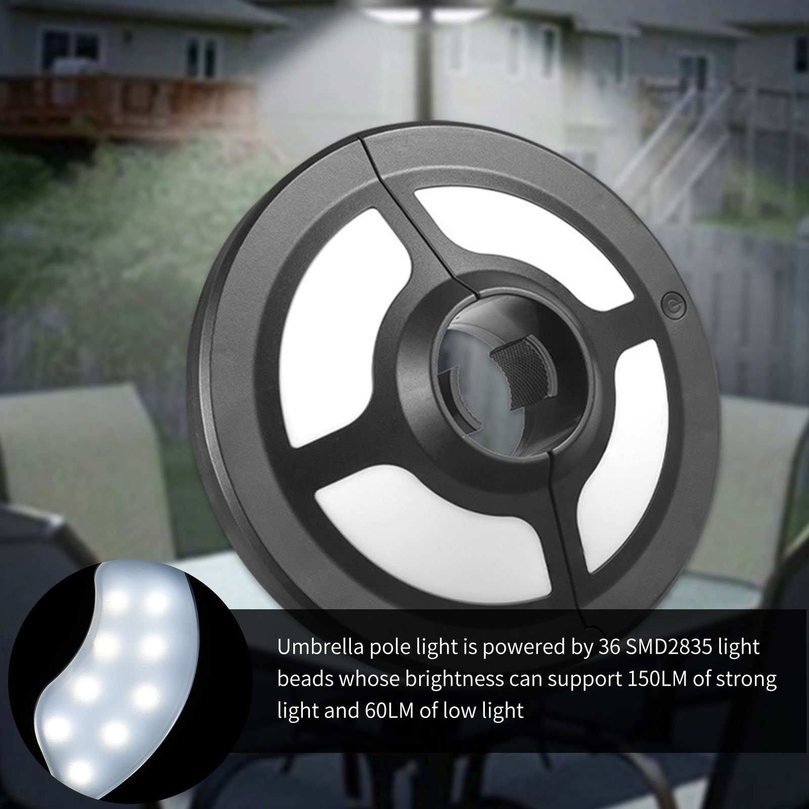 LED Solar Umbrella Lights Bright Rechargeable Umbrella Pole Light Black Patio  Umbrella Pole Light for Tourist Beach Commercial Areas Houses | Walmart  Canada