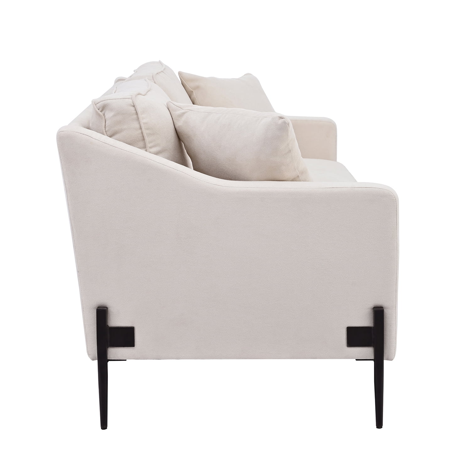 Kadyn Upholstered Modern Loveseat, 81" Sofa Couch with Metal Legs, Durable with 2 Pillows, 2-3 People Seat Capacity, Beige
