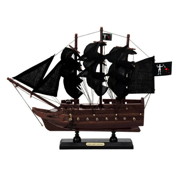 Handcrafted Model Ships 9 x 2 x 12 in. Wooden Blackbeards Queen Annes Revenge Black Sails Model Pirate Ship