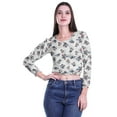 thumbnail image 4 of Moomaya Crop Tops à Col Rond pour Femmes Blouses en Jersey de Coton Imprimées T-Shirt, 4 of 4