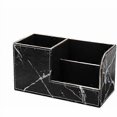 thumbnail image 1 of Multifunctional Desktop Leather Finishing Storage Box, Light Luxury Marble Square Pen Holder, Black, 1 of 4