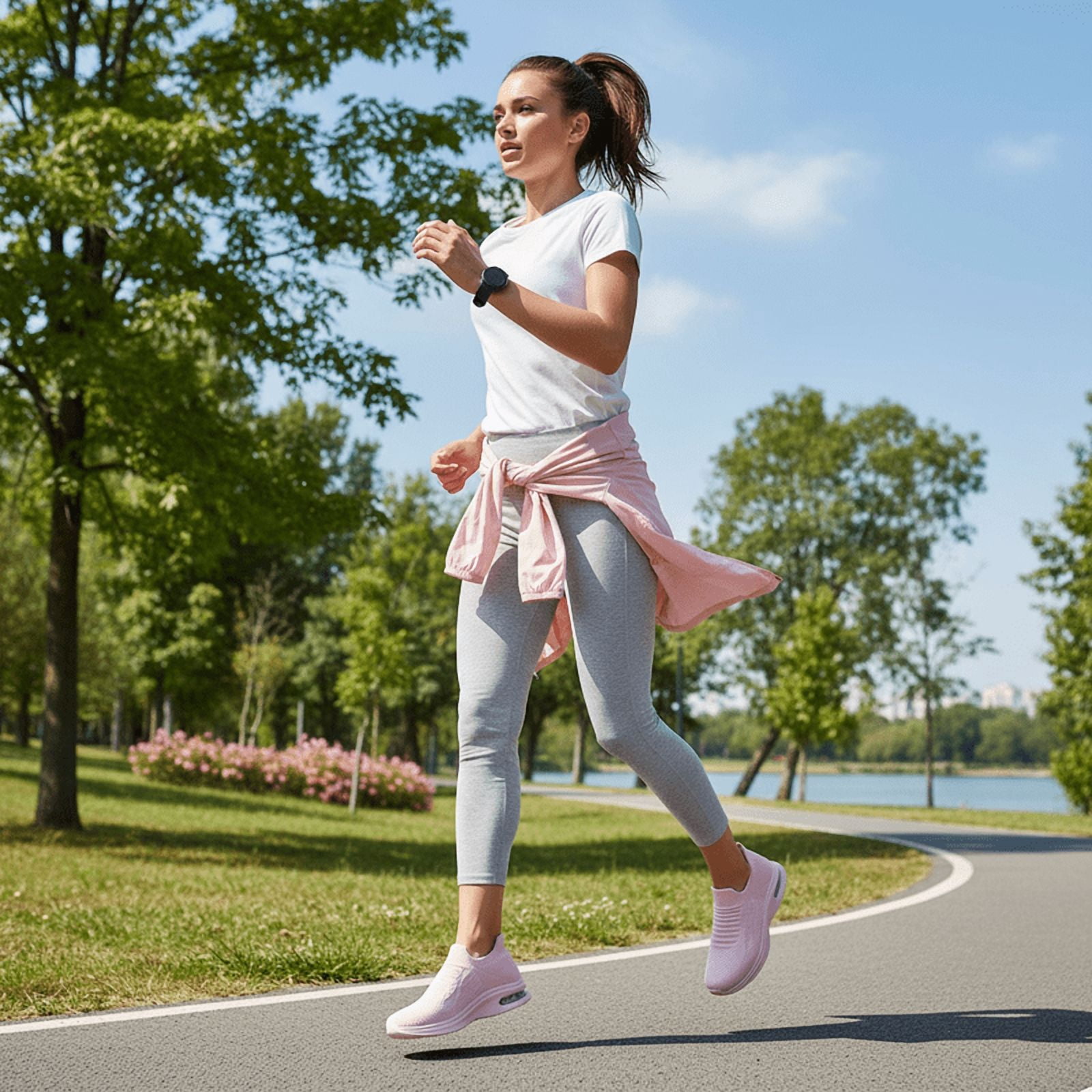 vibdiv Walking Shoes for Women Comfort Non Slip Tennis Shoes Workout Travel Gym Sneakers zapatos para mujer Pink Size 8