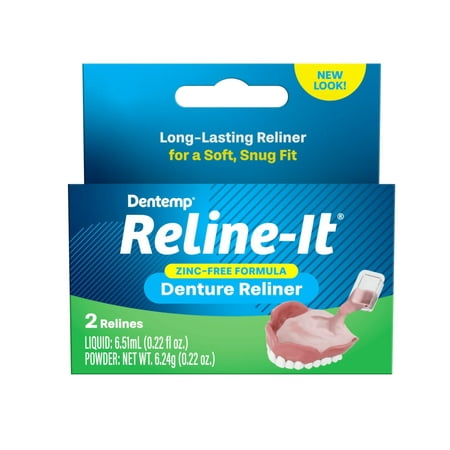 Dentemp Reline It Denture Reliner Kit for Both Upper and Lower Dentures, 2 Ea, 2 Pack