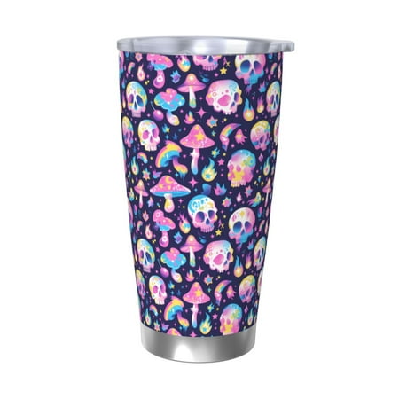 

Lukts mushroom colorful Skull star for 20OZ Car Cup Stainless Steel Direct Drinking Straw Thermos Cup Suitable for Office Travel and Car-Without Straw